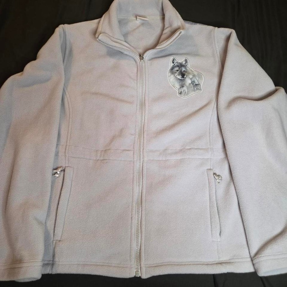 Vintage Wolf Fleece Jacket Nature Core Y2K Zip Up